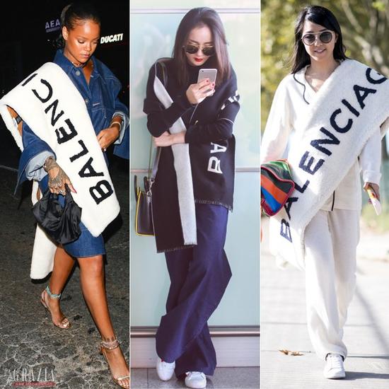 超大logo披肩 今秋绝对的扮潮利器(图1) Balenciaga 2016早秋系列