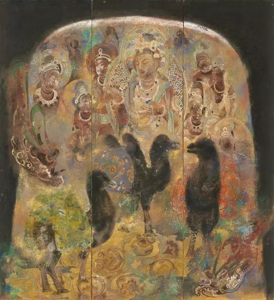 传情入色:成都闹市神秘高知,一直坚持用宝石画画(图11) 温卫《辉煌丝路》180cm×200cm