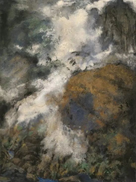 传情入色:成都闹市神秘高知,一直坚持用宝石画画(图3) 曾勇《岚烟香远》89cm×119cm