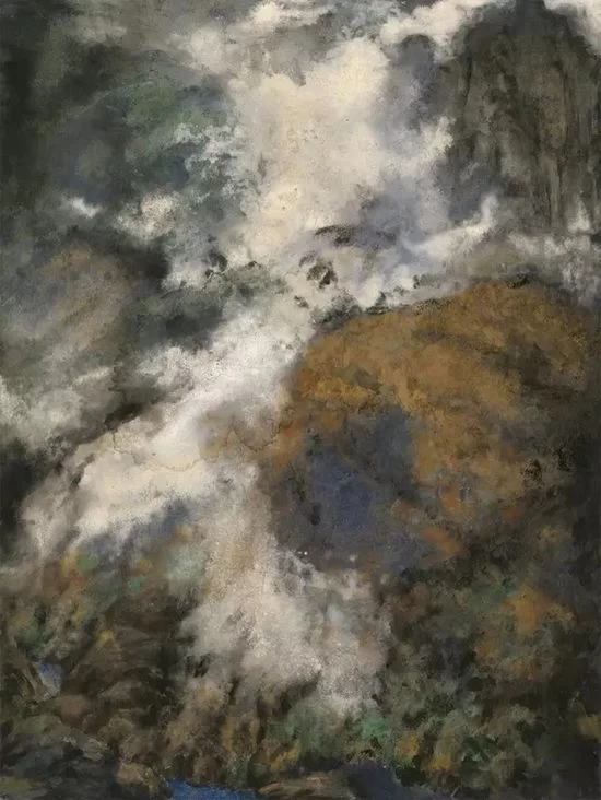 传情入色:成都闹市神秘高知,一直坚持用宝石画画(图3) 曾勇《岚烟香远》89cm×119cm