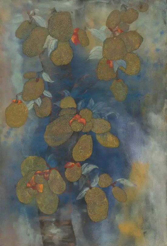 传情入色:成都闹市神秘高知,一直坚持用宝石画画(图16) 尉艺《果实》100cm×150cm