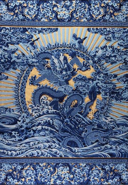 王国英北京宫毯织造技艺北京市级传承人盘金毯《带子上朝》