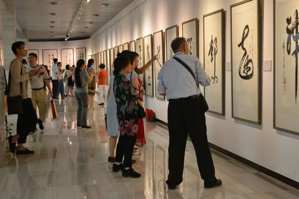 “翰墨情缘 畅写人生——谢金龙书法展”在京开幕(图6) 观众参观展览