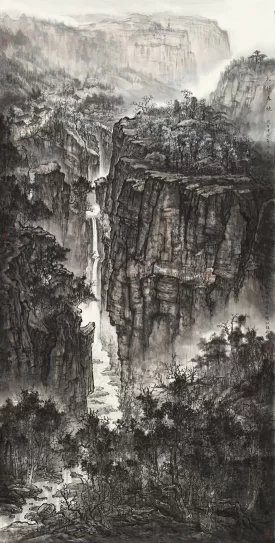 国智智库卜玺山圆满完成最高人民法院巨幅壁画《盛世金秋》创作(图4) 卜玺山同志代表作《太行春晓》