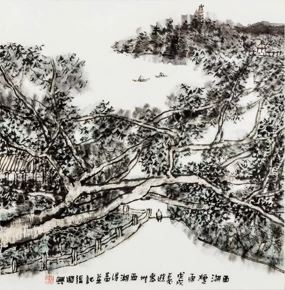 惠风和畅——全国名家画惠州山水作品展将于8月24日开幕(图10) 湖面烟雨 68cm×68cm 张国兴