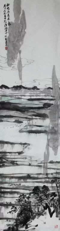 惠风和畅——全国名家画惠州山水作品展将于8月24日开幕(图11) 秋水共长天一色 50cm×180cm 邱楚莲