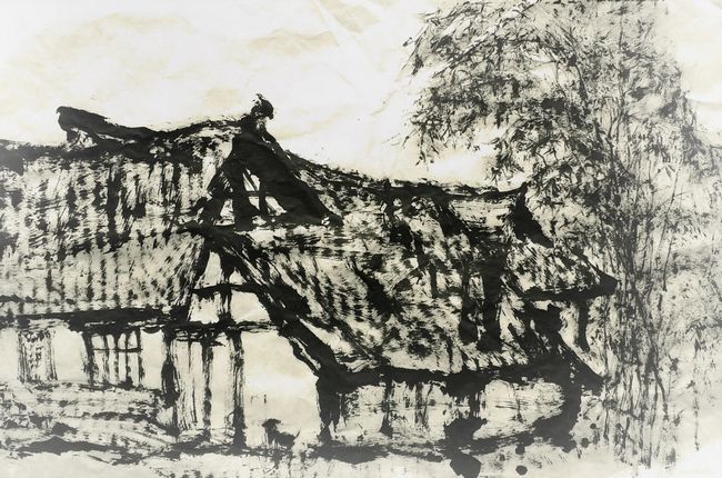 水墨酣畅,气韵生动——刘卫兵绘画作品欣赏(图3) 川西林盘 31cm×24cm