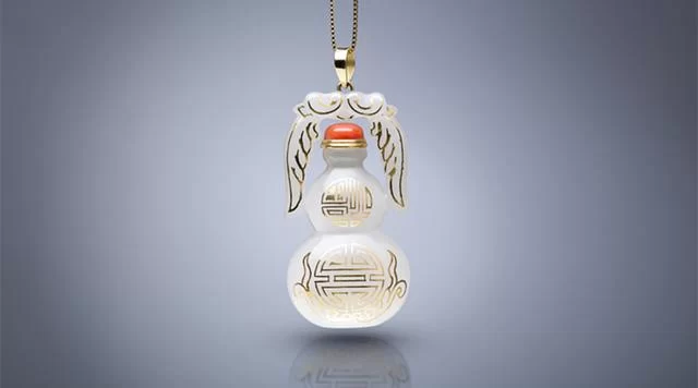 相伯居选送的金镶玉技艺珠宝《福禄香坠》