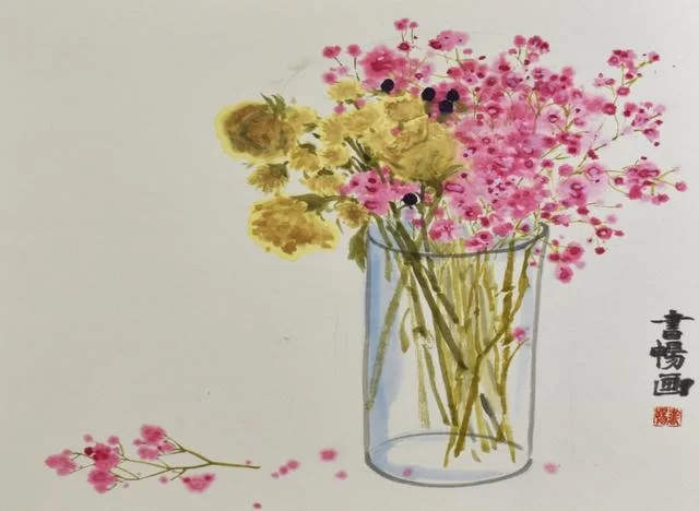 "小小艺术家·张书畅作品展"在北京冉青艺术空间开幕(图5) 《干花》 宣纸设色