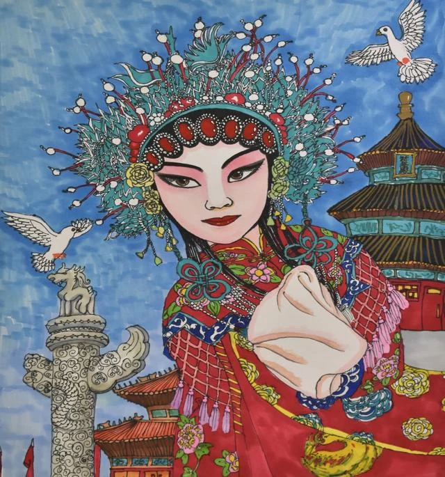 "小小艺术家·张书畅作品展"在北京冉青艺术空间开幕(图4) 《我爱北京》 马克笔素描纸