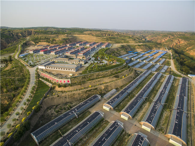 赵家峁村土地流转后新建的美丽新居和设施种养殖基地