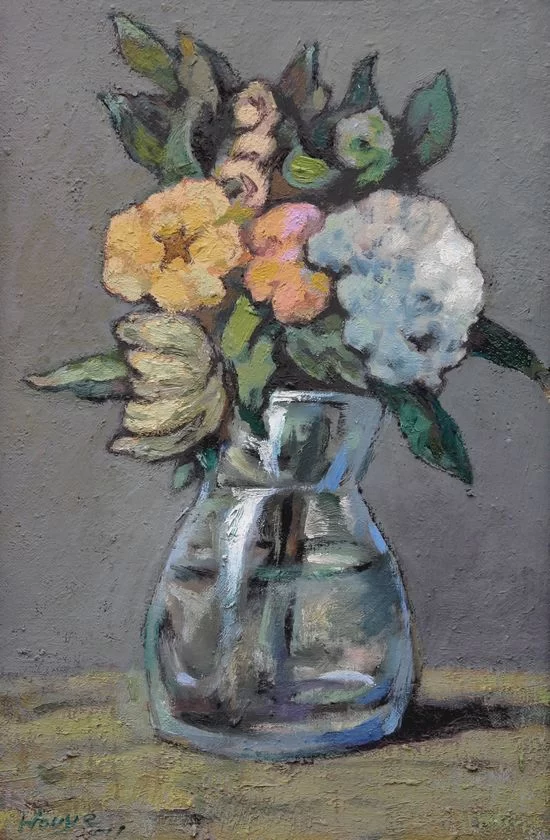 用油画描绘色彩人生——侯业油画作品欣赏(图7) 瓶花 41cmX28cm 油画